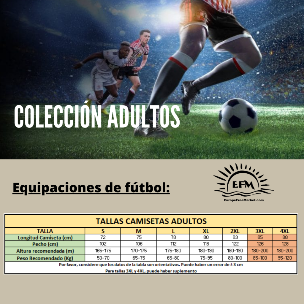 TALLAS CAMISETAS ADULTO Guía de tallas replicas camisetas futbol