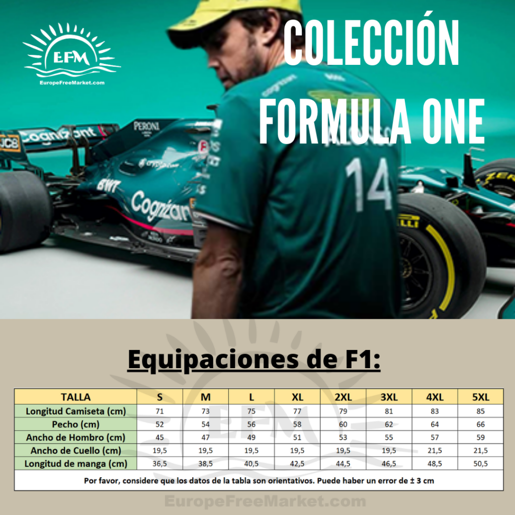 TALLAS F-1 ADULTO Guía de tallas replicas Camisetas Formula 1 F1