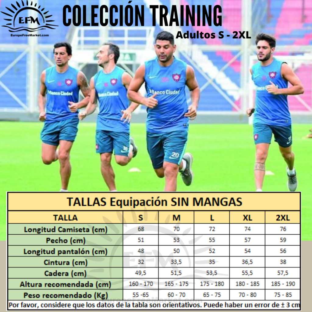 Tallas Catalogo SIN MANGAS Guía de tallas replicas camisetas entrenamiento